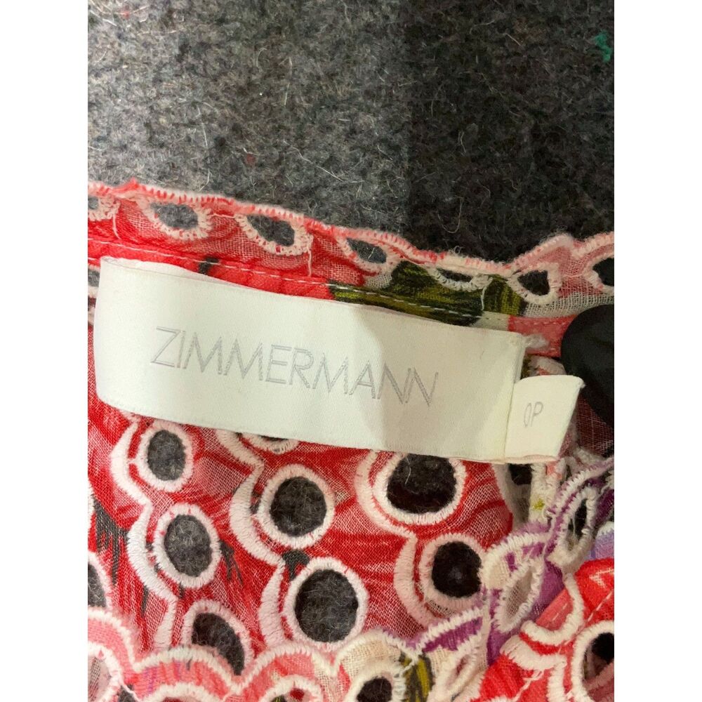 Zimmermann Multicolor Eyelet Lace Floral Mini Dress 0P - Picture 6 of 7